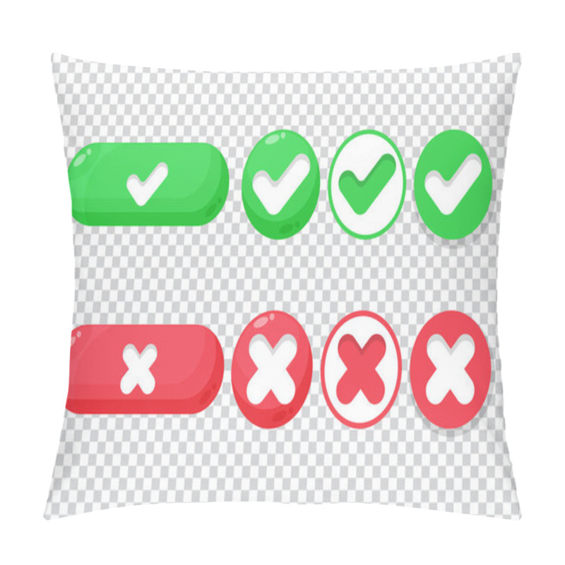 Personality  Mark And Cross Buttons Set On Blank Background Pillow Covers