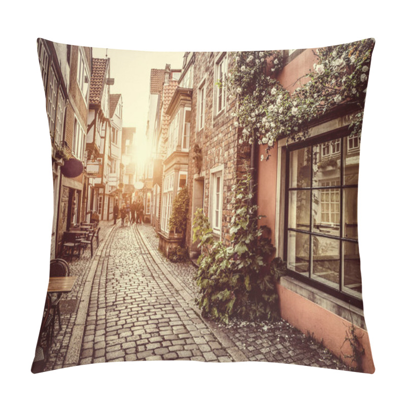 Personality  Beautiful View Of Old Town In Europe In Golden Evening Light At Sunset In Summer With Pastel Toned Retro Vintage Instagram Style Grunge Filter And Lens Flare Sunlight Effect Pillow Covers