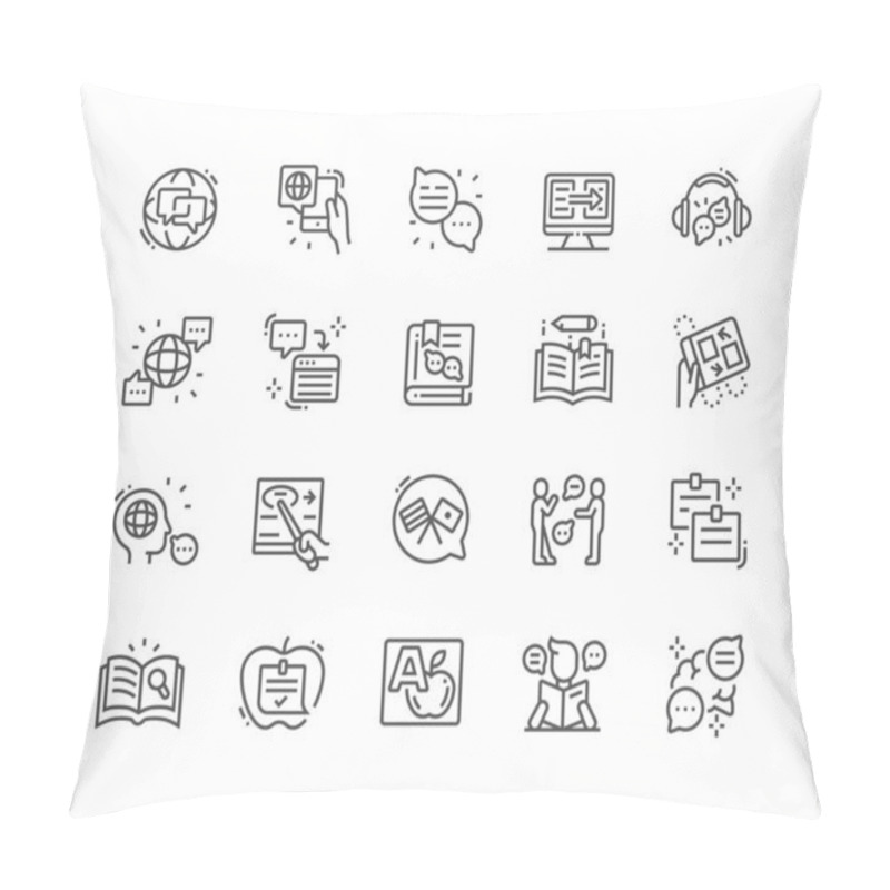 Personality  Studying Of Foreign Language Well-crafted Pixel Perfect Vector Thin Line Icons 30 2x Grid For Web Graphics And Apps. Simple Minimal Pictogram Pillow Covers