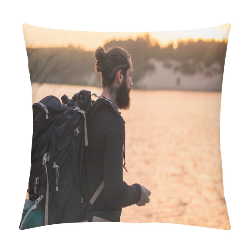 Personality  Bearded Hiker Enjoying Outdoors   Pillow Covers