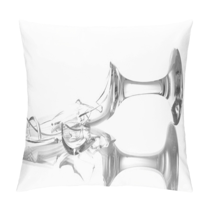 Personality  Broken Champagne Glass Isolated On White Pillow Covers