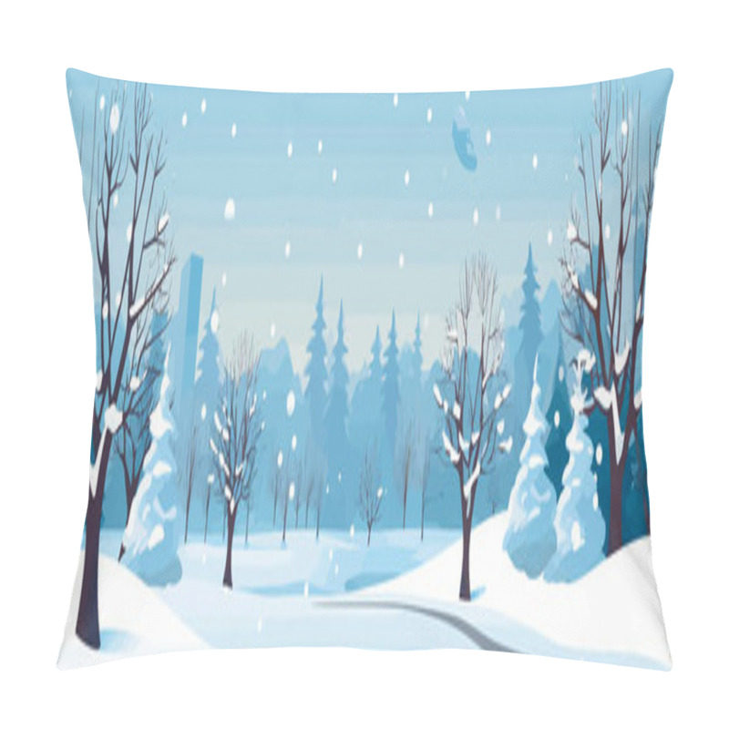 Personality  Winter Snowscape In City Park Vector Simple 3d Isolated Illustration Pillow Covers