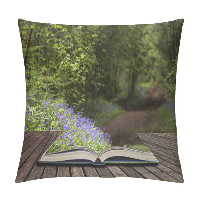 Personality  Shallow Depth Of Field Landscape Of Vibrant Bluebell Woods In Sp Pillow Covers