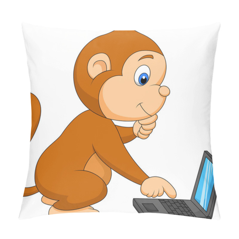 Personality  Cute Monkey Cartoon Playing Computer Pillow Covers