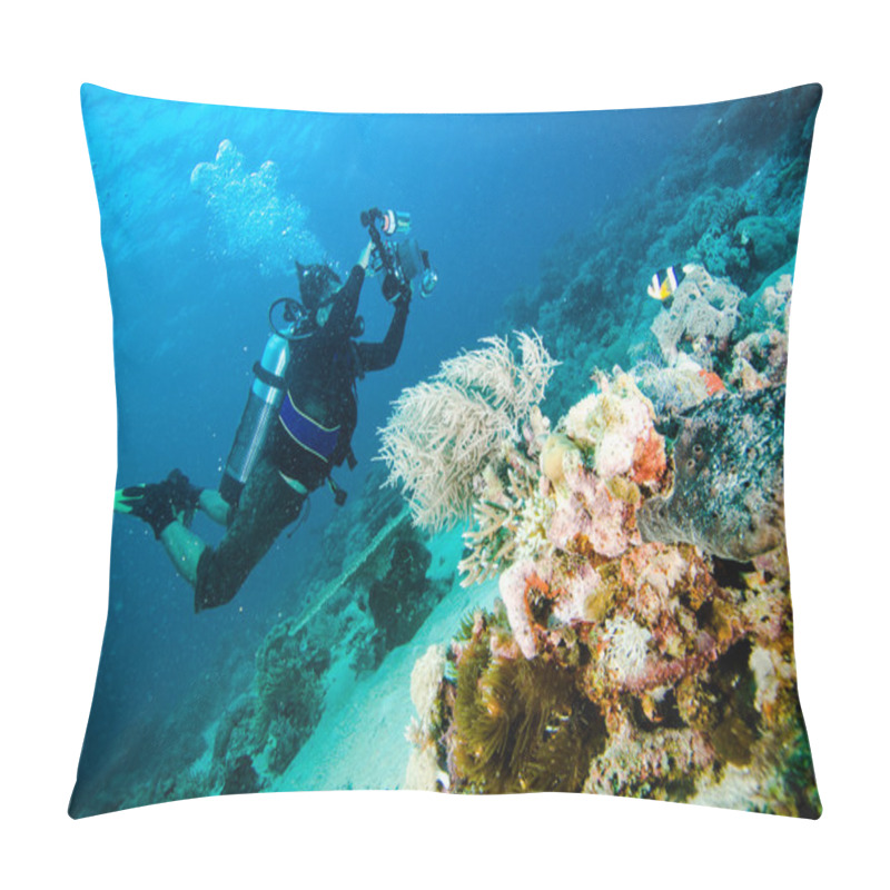 Personality  Scuba Diving Diver Kapoposang Sulawesi Indonesia Underwater Pillow Covers