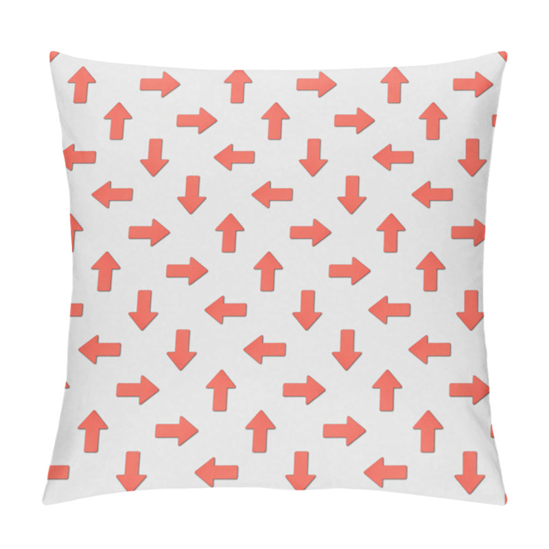 Personality  Collage Of Red Arrows In Different Directions On Grey Background, Seamless Background Pattern Pillow Covers