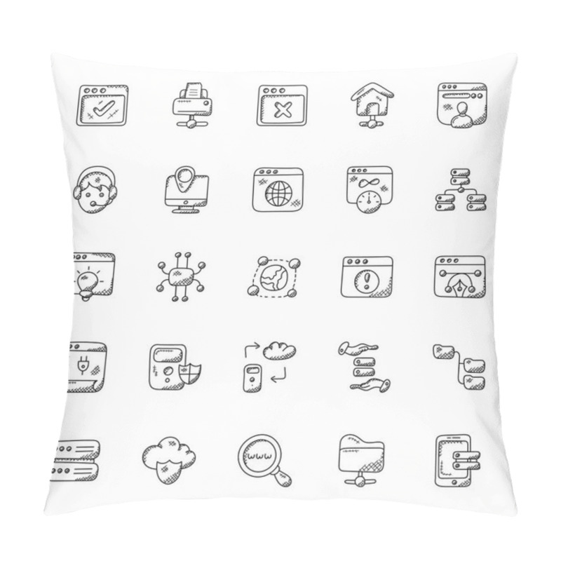 Personality  Bundle Of Web Hosting Doodle Icons  Pillow Covers