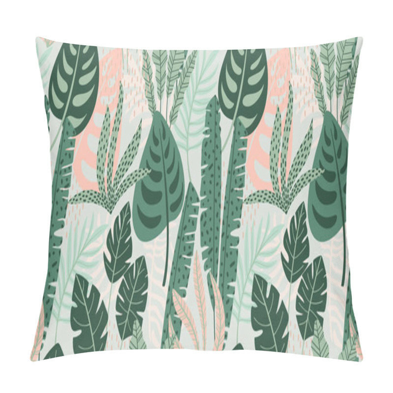 Personality  Abstract Seamless Pattern With Tropical Leaves. Vector Template. Pillow Covers