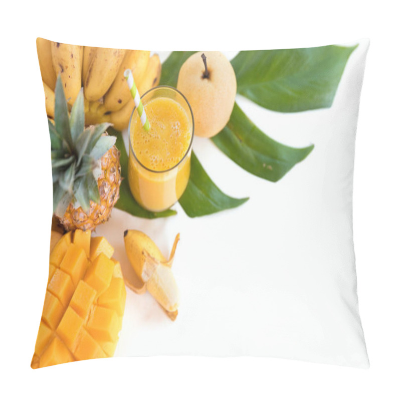 Personality  Tropic Flat Layout Top View Exotic Tropical Yellow Pillow Covers