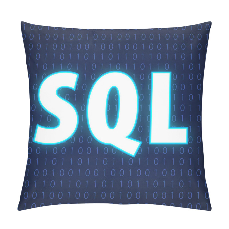 Personality  Machine Code Languages In Neon Style. Programming Languages Concept In Blue.  Language SQL On Binary Code Background For Your Design. External Glow. EPS10. Pillow Covers