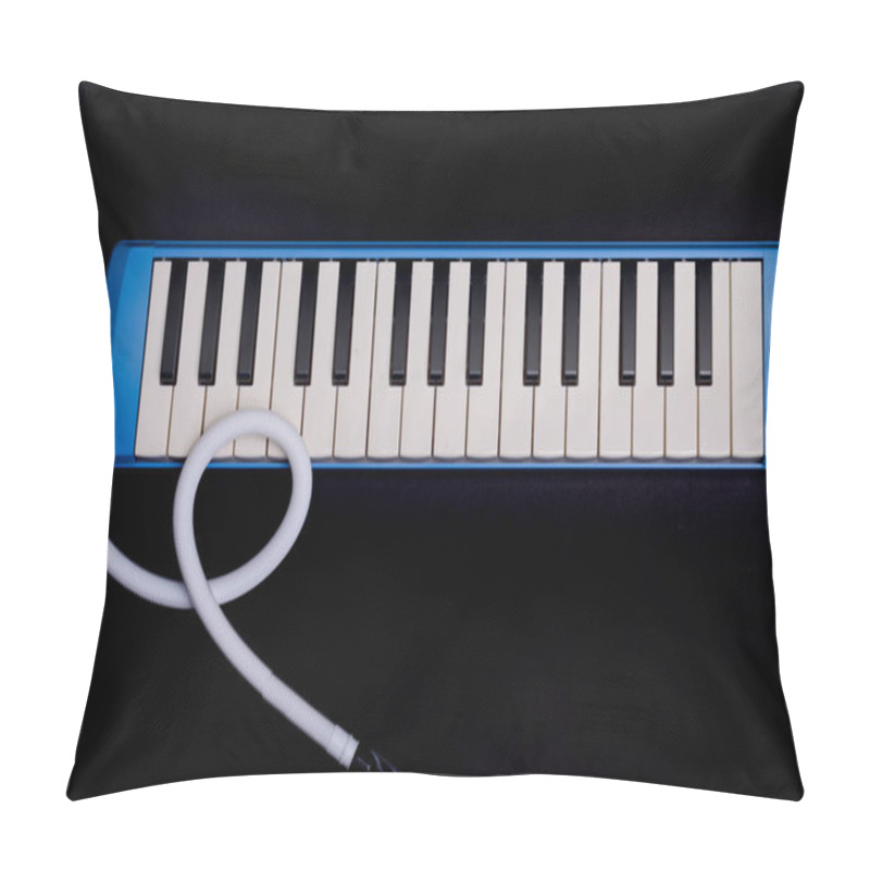 Personality  Pianica Blow-organ Musical Instrument With Black Background Pillow Covers