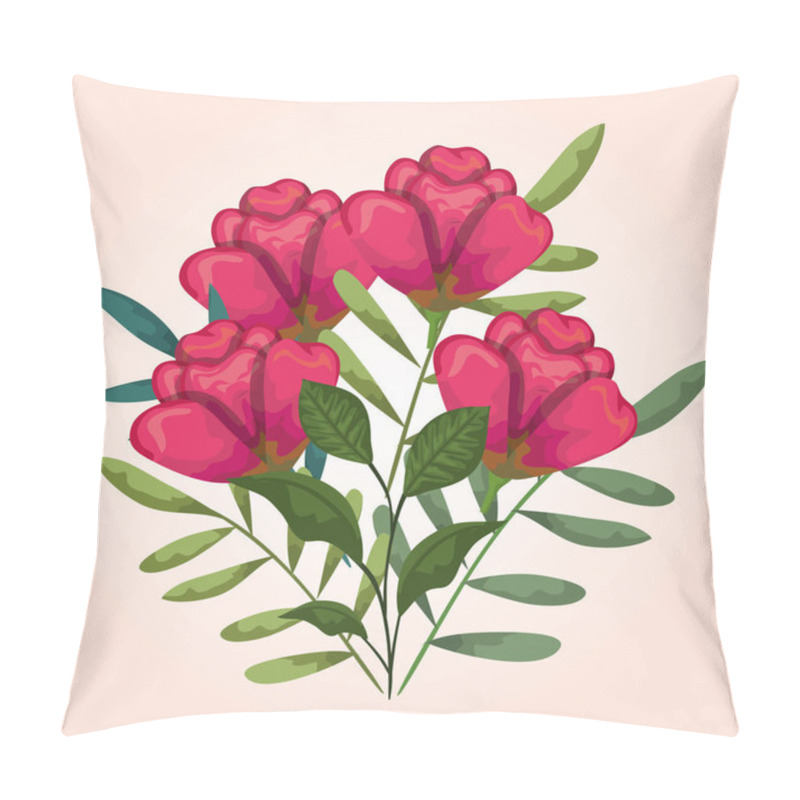 Personality  Beauty Roses Plants With Branches Leaves Pillow Covers