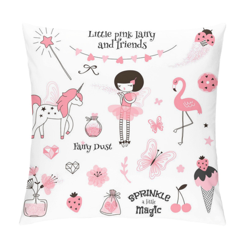 Personality  Cute Pink Fairy, Graphic Elements Set For D.I.Y. Projects Pillow Covers