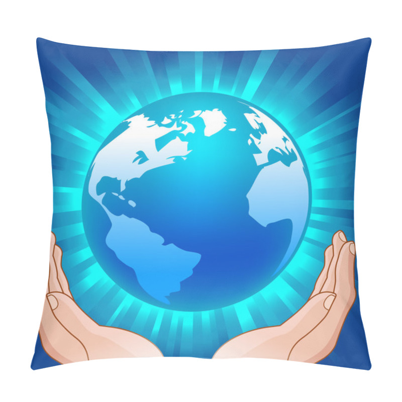 Personality  Globe In Hands Pillow Covers