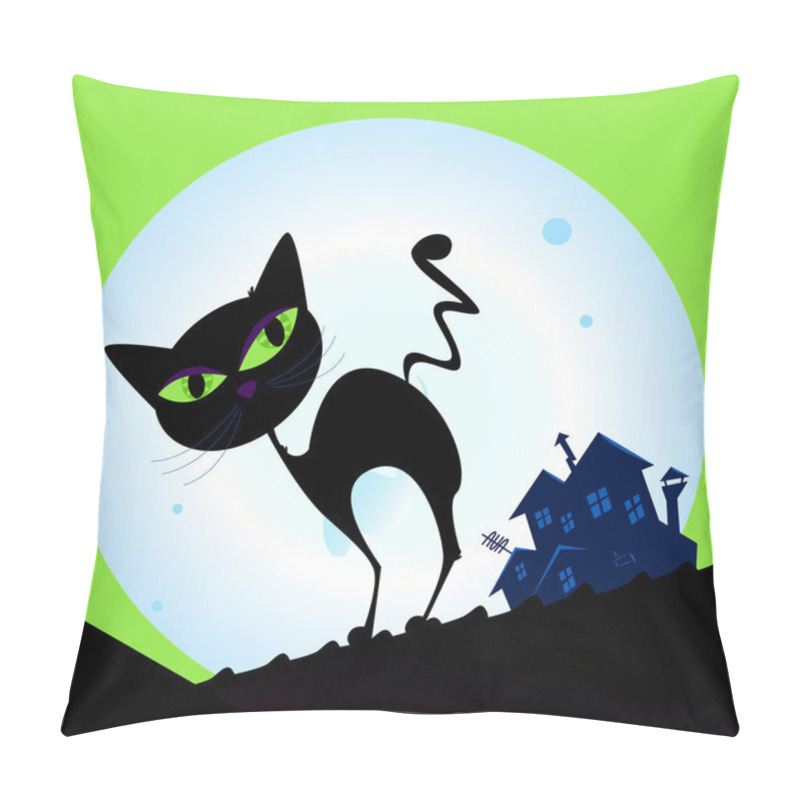 Personality  Spooky Cat Silhouette With Full Moon In Pillow Covers