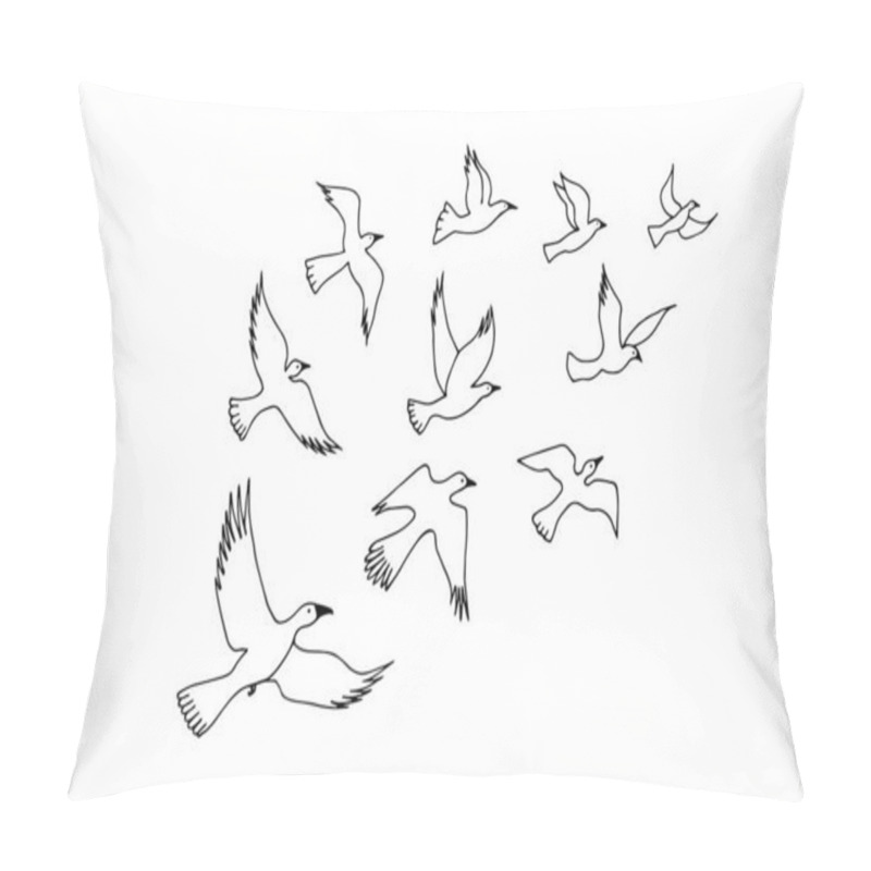 Personality  Flying Birds Isolated On White Background Pillow Covers