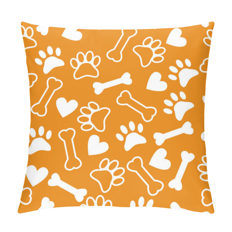 Personality  Seamless Pattern With Dog Paw Print, Bone And Hearts Pillow Covers