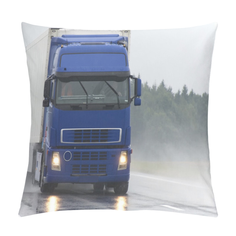 Personality  Blue Lorry On Wet Road Pillow Covers