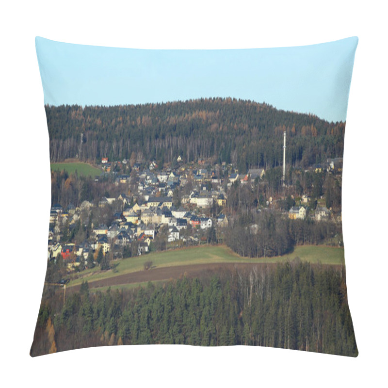 Personality  Schwarzenberg, Germany - December 1, 2024: View Of New Districts Of Schwarzenberg, A Former Mining Town In Ore Mountain Region Of Saxony. Pillow Covers