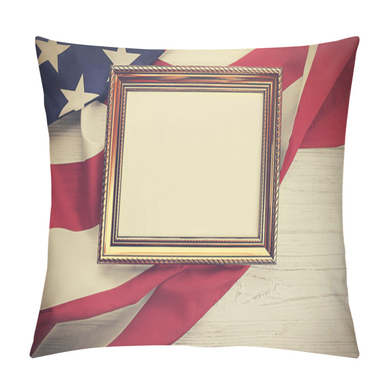 Personality  Photo Frame On USA Flag Pillow Covers