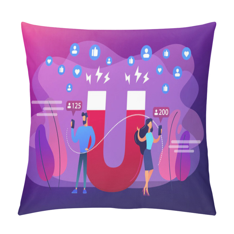 Personality  Attracting Followers Concept Vector Illustration Pillow Covers