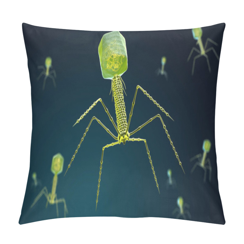 Personality  Stylized Visualization Of A Bacteriophage Pillow Covers