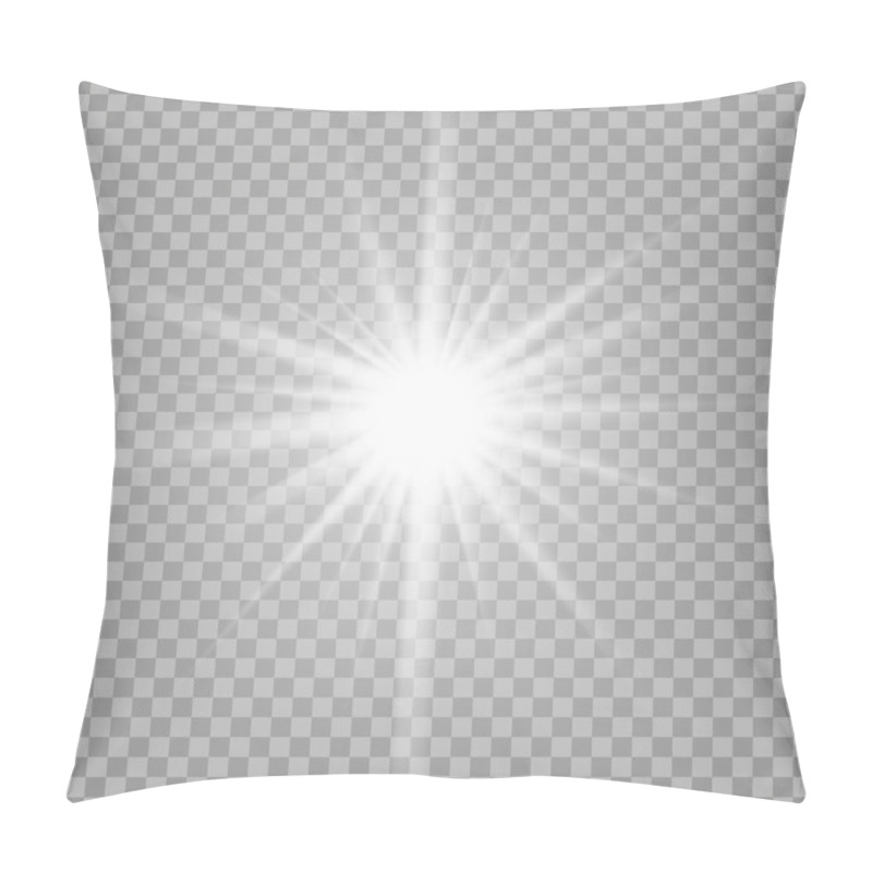 Personality  White Glowing Light Burst On Transparent Background. Pillow Covers