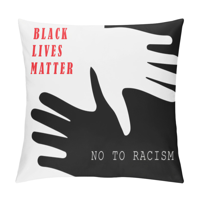 Personality  Black And White Palm. The Banner Is Vector, Black Lives Matter. Vector Illustration Pillow Covers