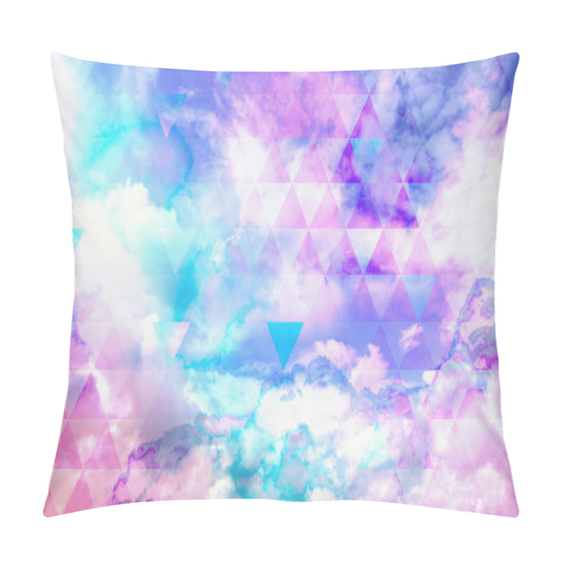 Personality  Abstract, Geometric Background With Triangles And Clouds Pillow Covers