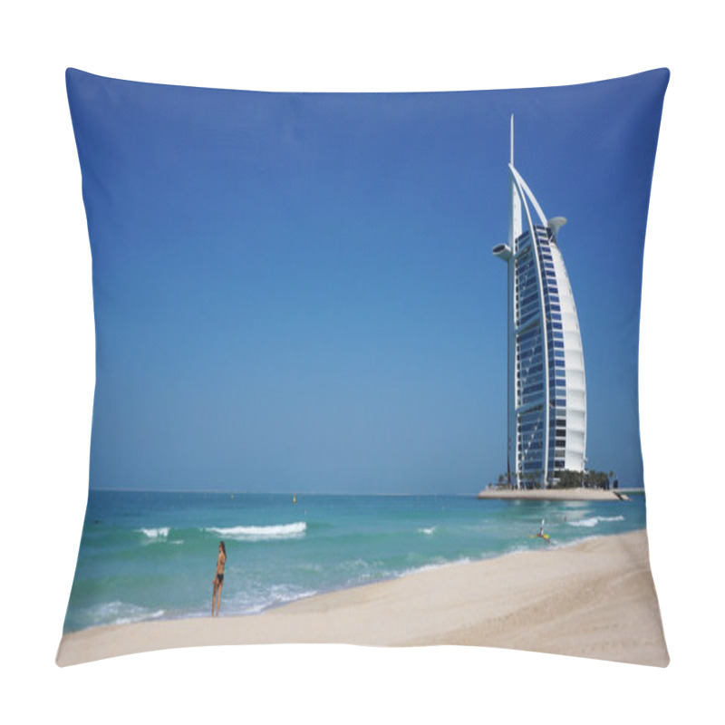 Personality  View Of Burj Al Arab Hotel From The Jumeirah Beach Pillow Covers