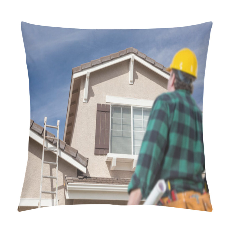 Personality  Contractor Overlooking Freshly Painted House. Pillow Covers