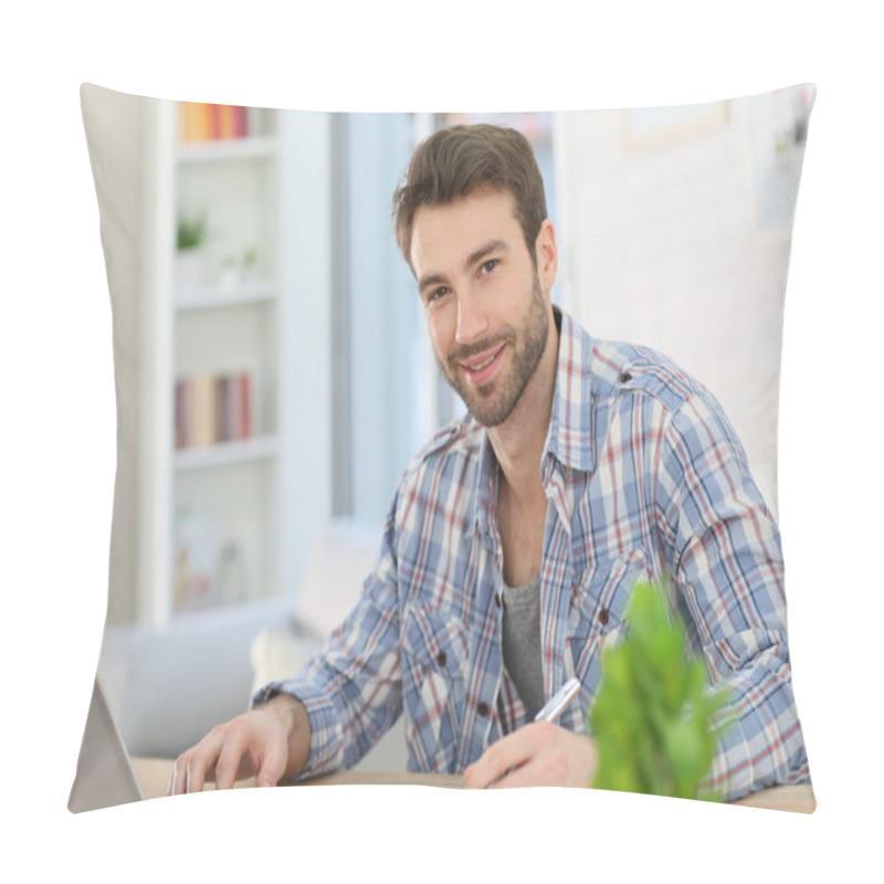 Personality  Businessman At Home Working Pillow Covers