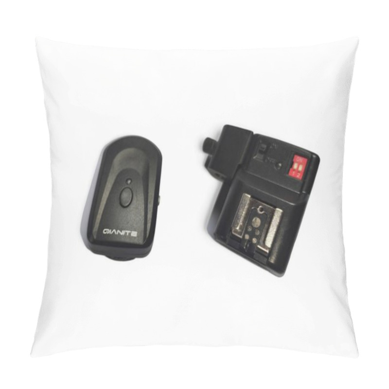 Personality  Balikpapan-Indonesia December 11,2024 External Flash Trigger And Receiver Isolated On A White Background. This Tool Is Used For Photography Pillow Covers