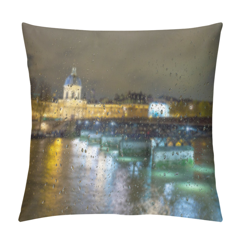 Personality  Abstract Blurry Background With Water Drops: View Through The Window Paris By Night France Pillow Covers