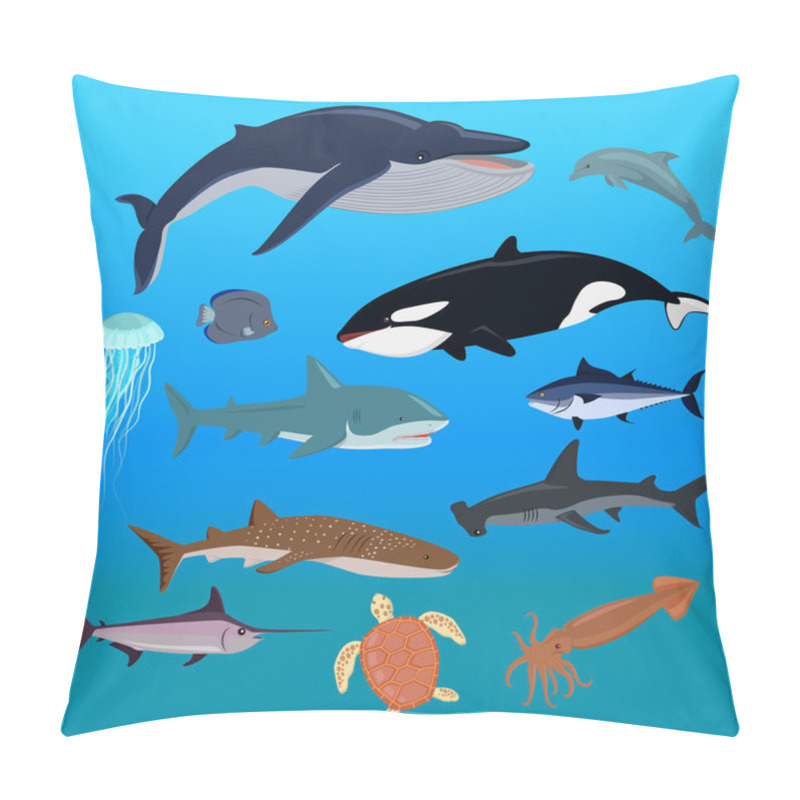 Personality  Marine Fauna Set Of Aquatic Animals Pillow Covers