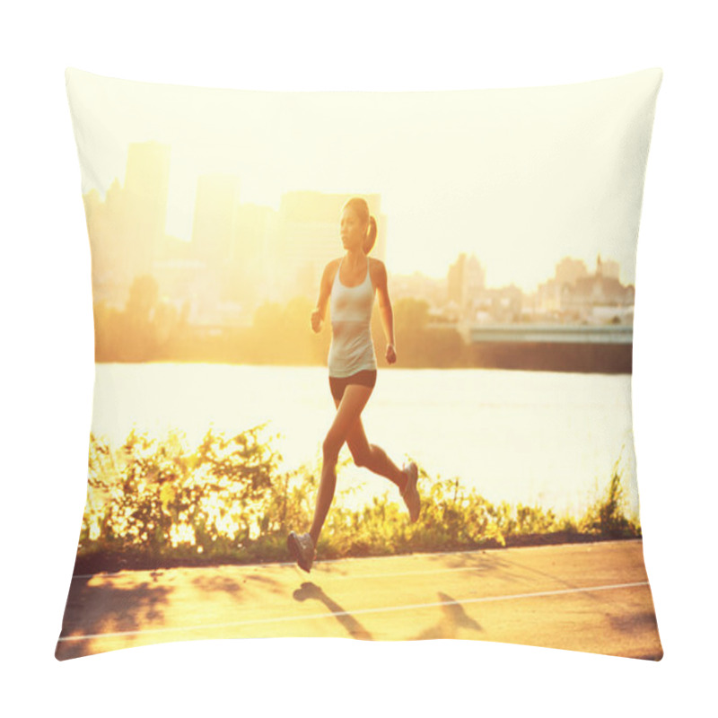 Personality  Female Runner Running At Sunset Pillow Covers