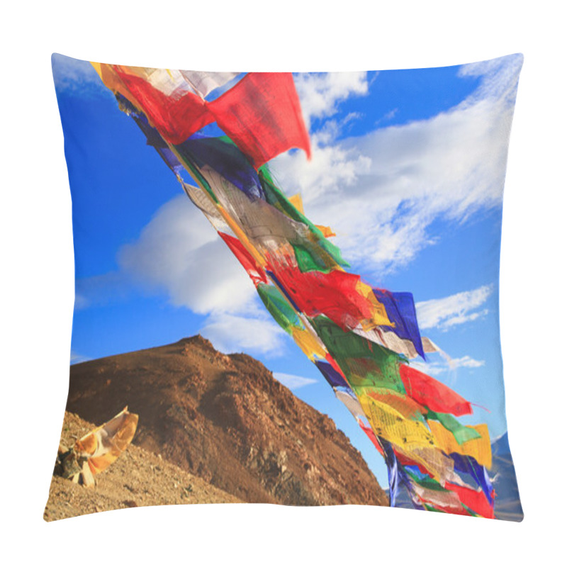 Personality  Buddhist Flags Is In The Brown Mountain In Himalayas. Pillow Covers