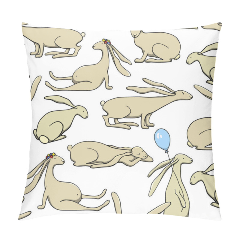 Personality  Hand Drawn Hares Pattern Pillow Covers