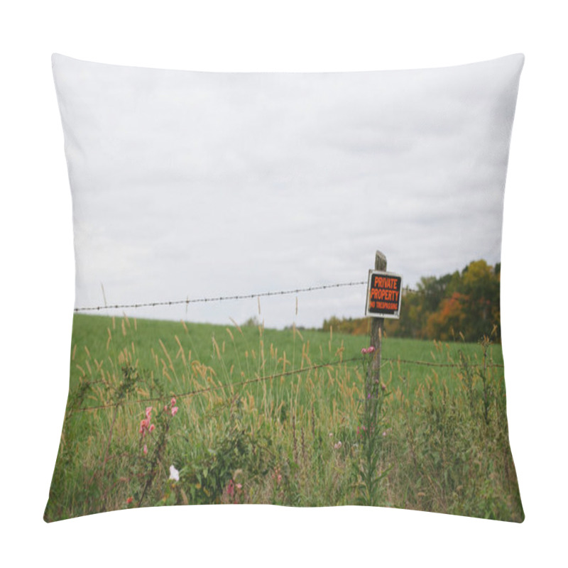 Personality  No Trespassing Sign For A Private Property In Countryside  Pillow Covers