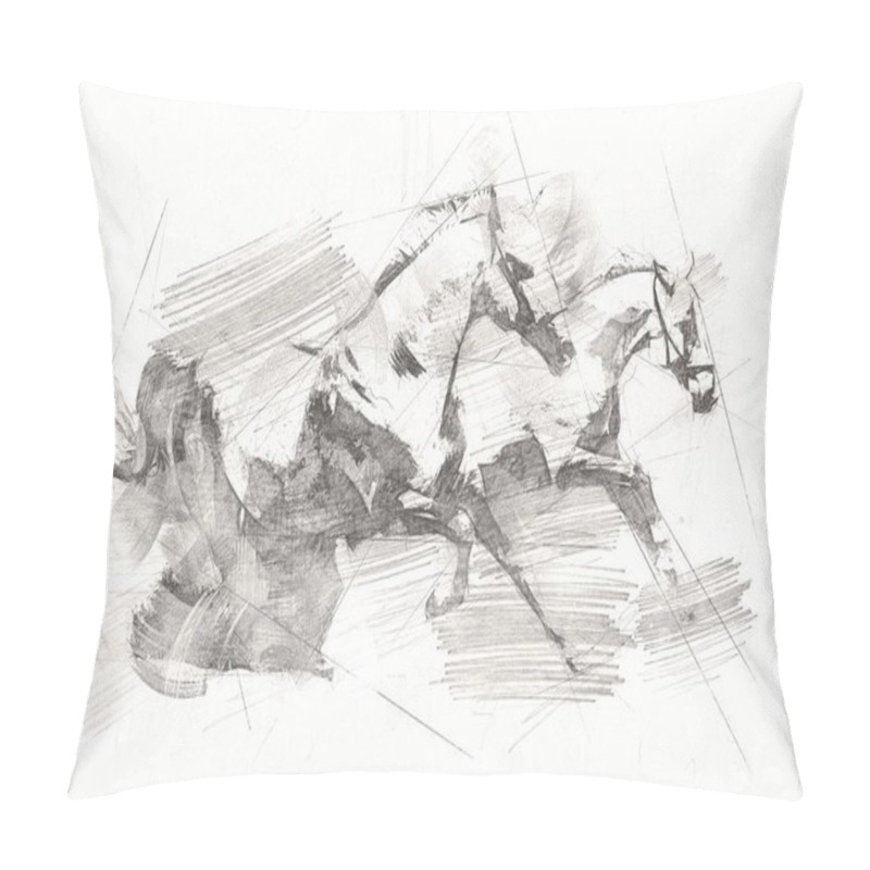 Personality  Freehand Horse Head Pencil Drawing Pillow Covers