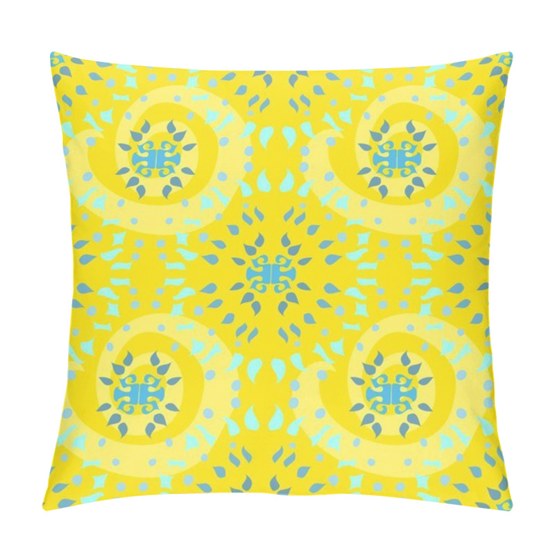 Personality  Repeat Vector Seamless Abstract Pattern In Starburst Shapes With Green And Blue On A Yellow Background Pillow Covers