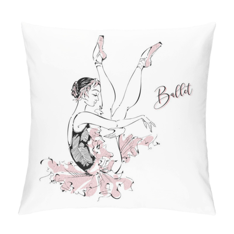 Personality  Young Ballerina. Dancer. Ballet Graphics Vector Illustration Pillow Covers