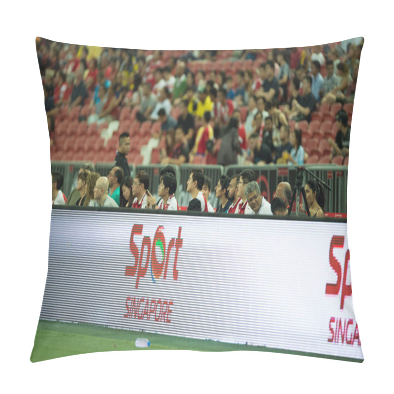 Personality  Kallang-Singapore-26Jul2018:Unidentified Fans In Action During Icc2018 Between Arsenal Against At Atletico De Madrid At National Stadium,singapore Pillow Covers