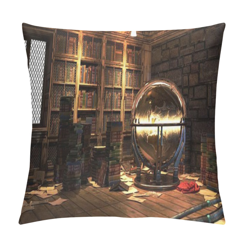 Personality  Academy Building Library Fantasy Architecture, 3D Illustration, 3D Rendering Pillow Covers