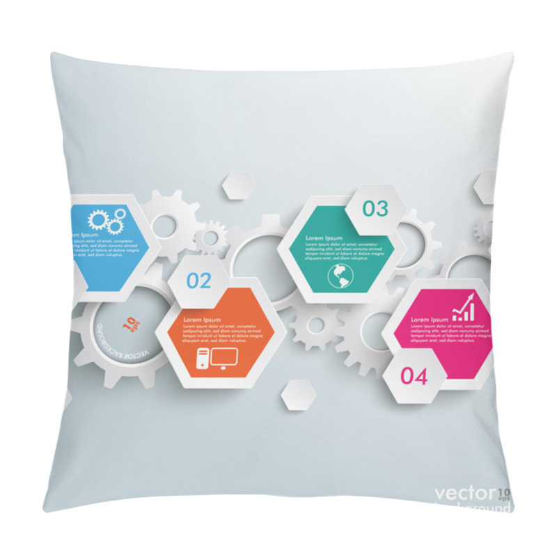 Personality  Infographic Hexagon Gears Line Pillow Covers