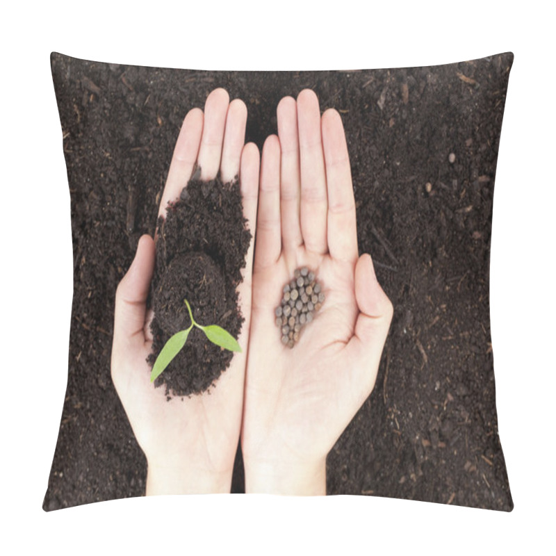 Personality  Hands With Plant And Seeds Pillow Covers