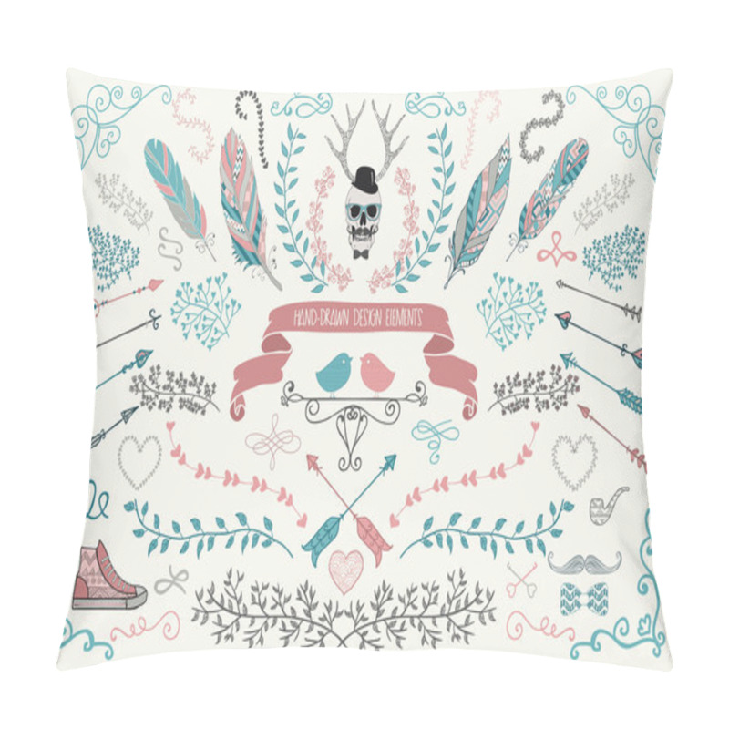 Personality  Hand-Drawn Floral Design Elements Pillow Covers