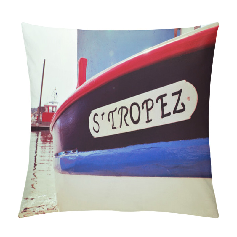 Personality  St. Tropez Written In A Boat, With A Retro Effect Pillow Covers