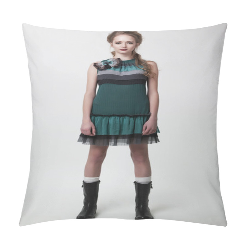 Personality  Fashion Style - Beautiful Young Girl Posing In Studio Pillow Covers