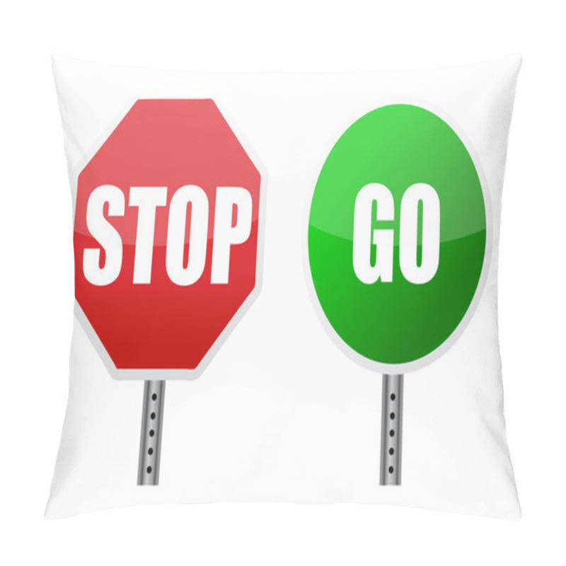 Personality  Stop Go Sign Illustrations Over A White Background Pillow Covers